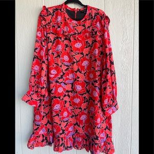 Who What Wear Floral Long Sleeve Dress Red 3X